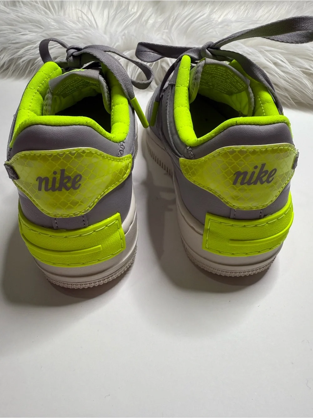 Nike Air Force 1 Shoes in Grey Neon Yellow Accent Woman Sneakers Size 6.5 New